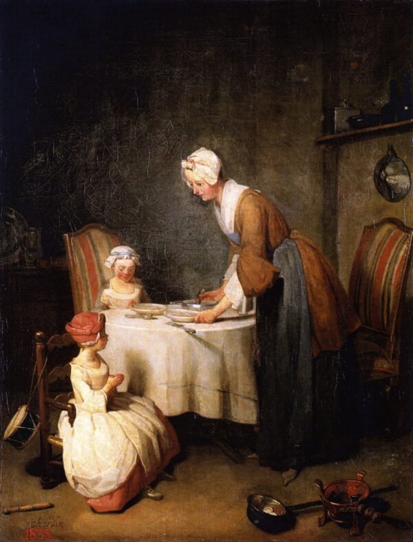 Saying Grace by Jean-Baptiste-Siméon Chardin, hand-painted oil painting reproduction