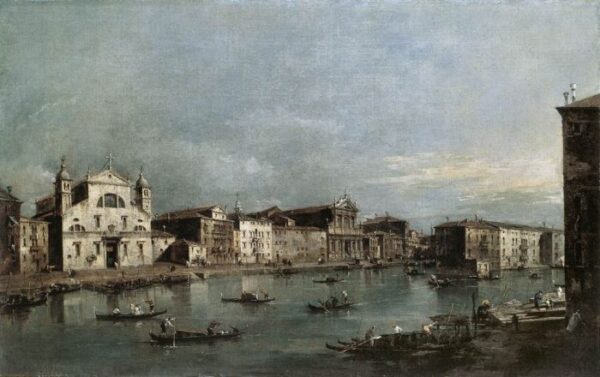 The Grand Canal with Santa Lucia and the Scalzi by Francesco Guardi, hand-painted oil painting reproduction