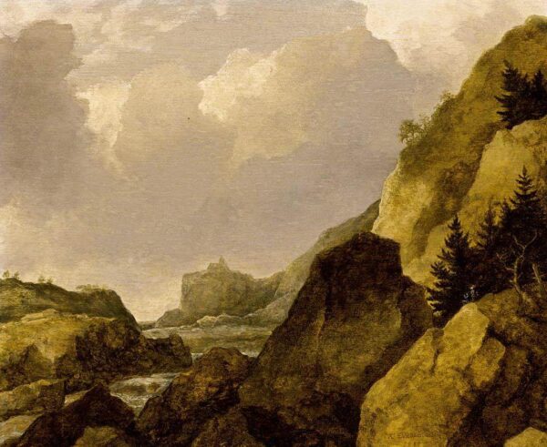 Scandinavian Rocky River Landscape by Allaert van Everdingen, hand-painted oil painting reproduction