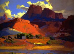Scattered Farms along the River Utah by Franz Bischoff, hand-painted oil painting reproduction
