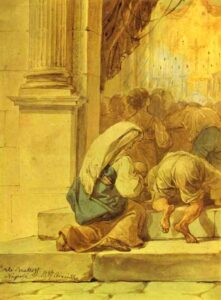 Scene at the Entrance of a Cathedral by Karl Briullov, hand-painted oil painting reproduction