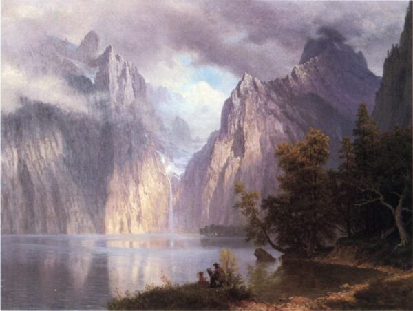 Scene in the Sierra Nevada by Albert Bierstadt, hand-painted oil painting reproduction