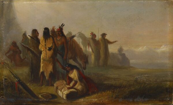 Scene of Trappers and Indians by Alfred Jacob Miller, hand-painted oil painting reproduction