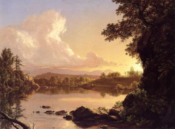 Scene on the Catskill Creek, New York by Frederic Edwin Church, hand-painted oil painting reproduction
