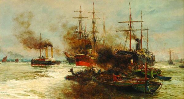 Scene on the Lower Thames by William Lionel Wyllie, hand-painted oil painting reproduction