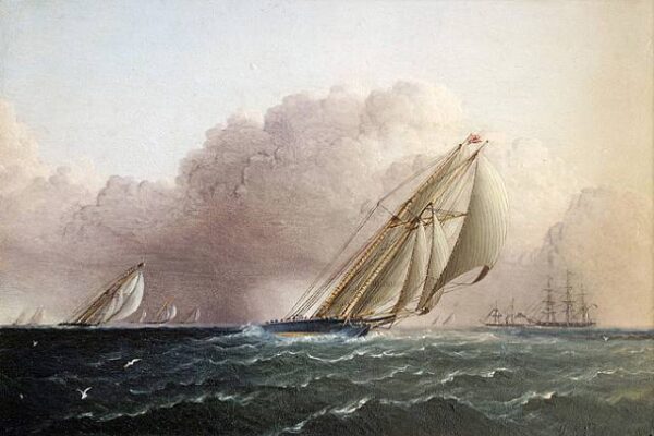 Schooner Estelle by James E Buttersworth, hand-painted oil painting reproduction