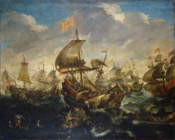 Sea Battle by Andries van Eertvelt, hand-painted oil painting reproduction