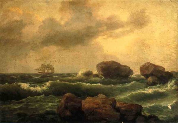 Seascape at Sunset by Thomas Birch, hand-painted oil painting reproduction
