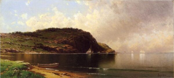 Seascape with Dory and Sailboats by Alfred Thompson Bricher, hand-painted oil painting reproduction