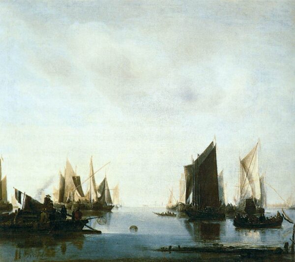 Seascape with Sailing Boats by Jan van de Cappelle, hand-painted oil painting reproduction