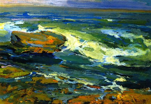 Seascape with Ships by Franz Bischoff, hand-painted oil reproduction