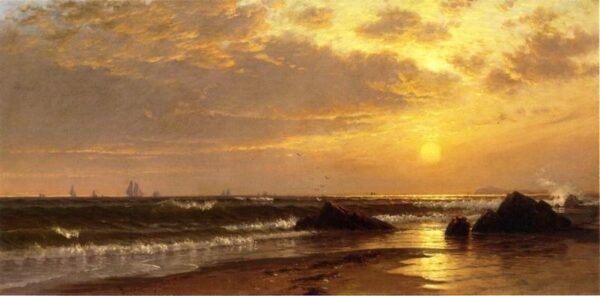Seascape with Sunset by Alfred Thompson Bricher, hand-painted oil painting reproduction