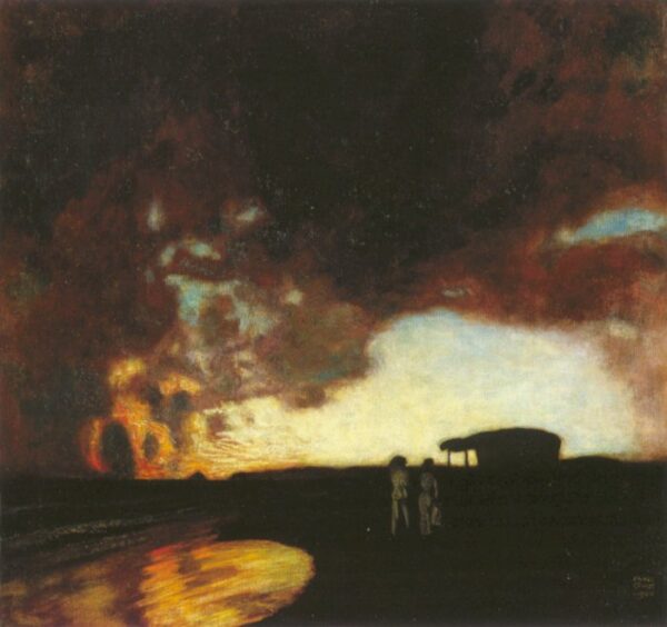Seaside Sunset by Franz von Stuck, hand-painted oil painting reproduction