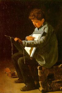 Seated Boy with a Portfolio by François Bonvin, hand-painted oil painting reproduction