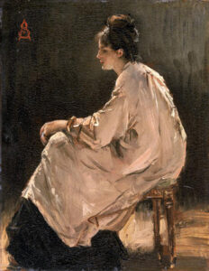 Seated Girl by Alfred Stevens, hand-painted oil painting reproduction