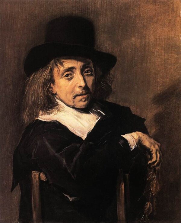 Seated Man Holding a Branch by Frans Hals, hand-painted oil painting reproduction