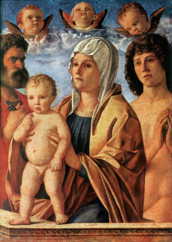 Louvre – Madonna with Child and Saints Peter and Sebastian by Giovanni Bellini, hand-painted oil painting reproduction