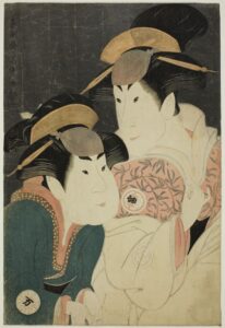Segawa Tomisaburo II and Nakamura Mano by Toshusai Sharaku, hand-painted oil painting reproduction