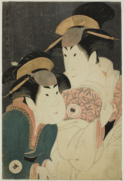 Segawa Tomisaburo II and Nakamura Mano by Toshusai Sharaku, hand-painted oil reproduction