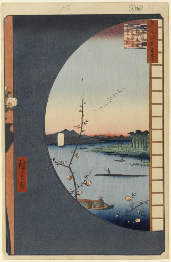 Massaki of Suijin Shrine, Uchigawa Inlet, and Sekiya by Ando Hiroshige, hand-painted oil painting reproduction