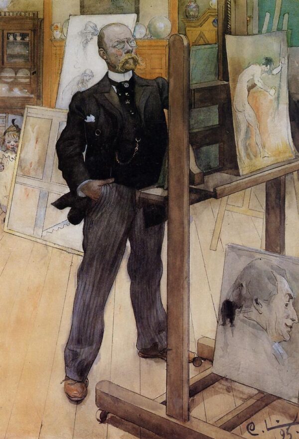Self-Portrait by Carl Larsson, hand-painted oil painting reproduction