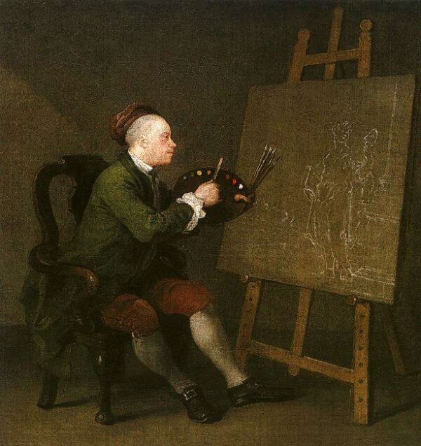 Self-Portrait At The Easel by William Hogarth, hand-painted oil painting reproduction