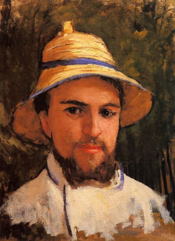 Self Portrait Wearing A Summer Hat by Gustave Caillebotte, hand-painted oil painting reproduction