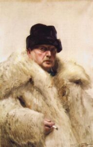Self-Portrait in a Wolfskin by Anders Zorn, hand-painted oil painting reproduction