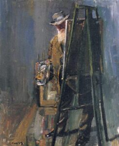 Self-Portrait with Easel by Christian Krohg, hand-painted oil painting reproduction