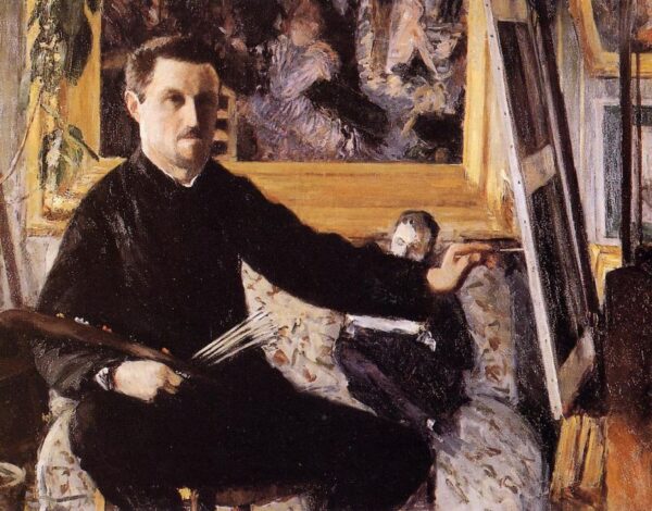Self Portrait with Easel by Gustave Caillebotte, hand-painted oil painting reproduction
