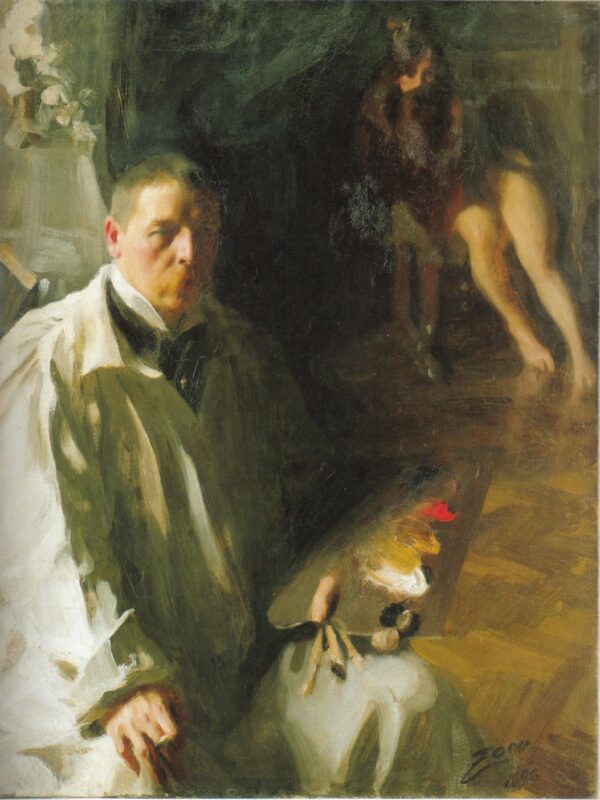 Self-Portrait with Model by Anders Zorn, hand-painted oil painting reproduction