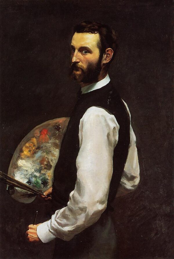 Self-Portrait with Palette by Jean Frédéric Bazille, hand-painted oil painting reproduction