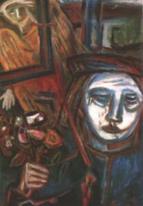 Self-portrait with an Angel Shooting Through by Imre Ámos, hand-painted oil painting reproduction