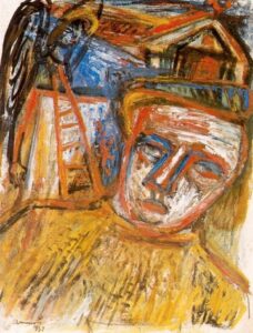 Self-portrait with Angel by Imre Ámos, hand-painted oil painting reproduction