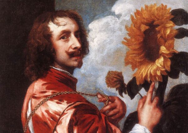 Self-portrait with a Sunflower by Sir Anthony van Dyck, hand-painted oil painting reproduction