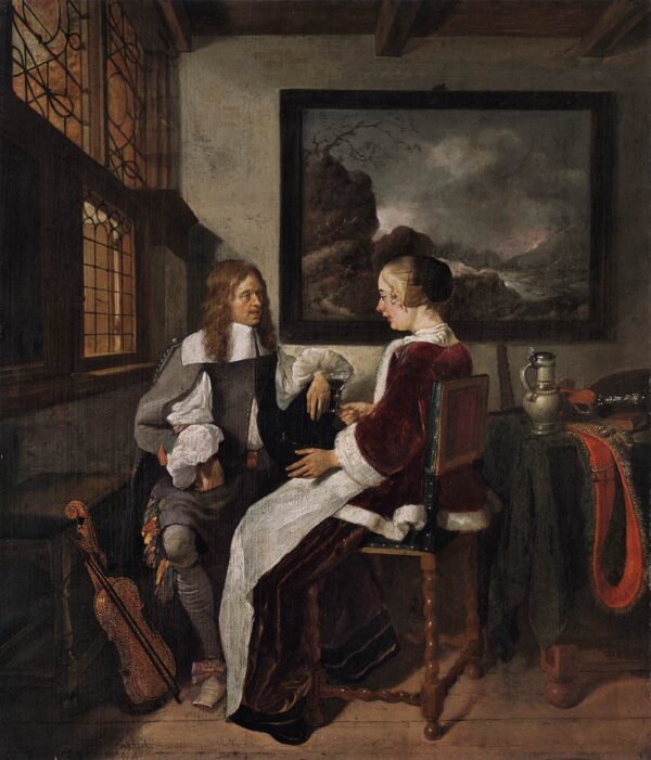 Sentimental Conversation by Quiringh van Brekelenkam, hand-painted oil painting reproduction