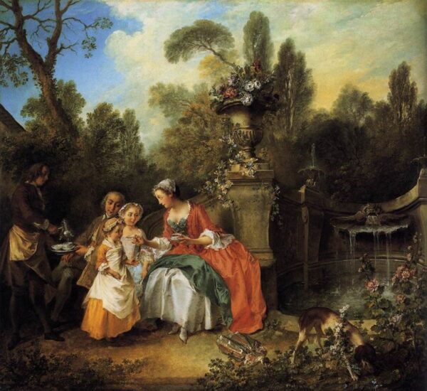 Lady and Gentleman with Two Girls and a ServantLady and Gentleman with Two Girls and a Servant by Nicolas Lancret, hand-painted oil painting reproduction