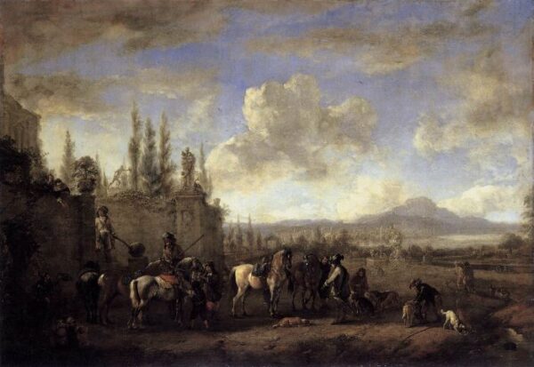 Setting Out on the Hunt by Philips Wouwerman, hand-painted oil painting reproduction