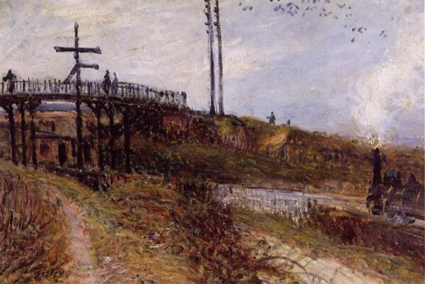 Footbridge over the Railroad at Sevres by Alfred Sisley, hand-painted oil painting reproduction