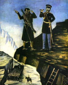 Sheteh Helps Prince Bariatinsky To Apprehend Shamil by Niko Pirosmani, hand-painted oil painting reproduction