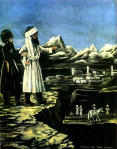 Shamil With A Bodyguard by Niko Pirosmani, hand-painted oil painting reproduction