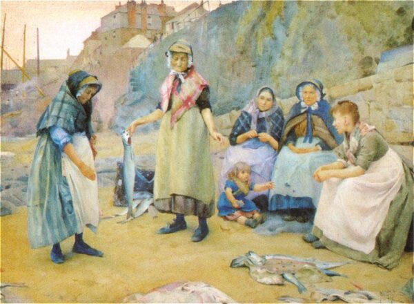 Sharing Fish by Thomas Cooper Gotch, hand-painted oil painting reproduction