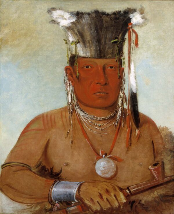 Shaw da mon nee, There He Goes, a Brave by George Catlin, hand-painted oil painting reproduction