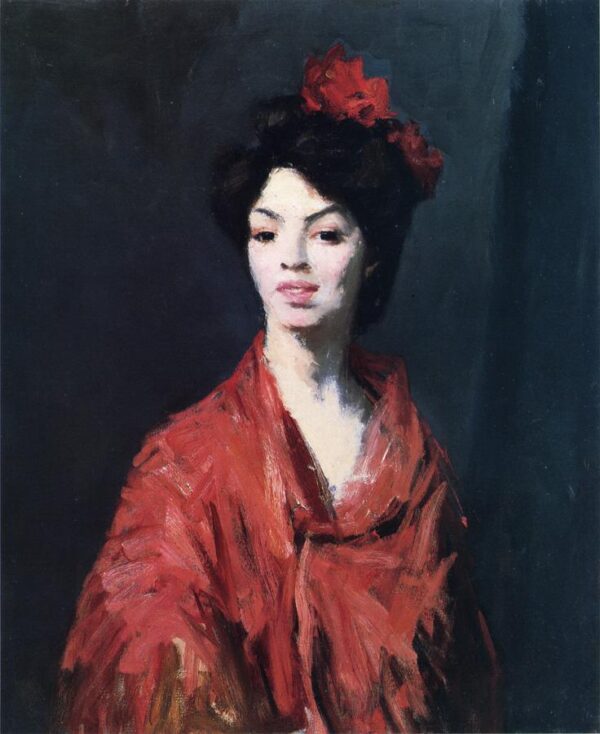 Spanish Woman in a Red Shawl by Robert Henri, hand-painted oil painting reproduction