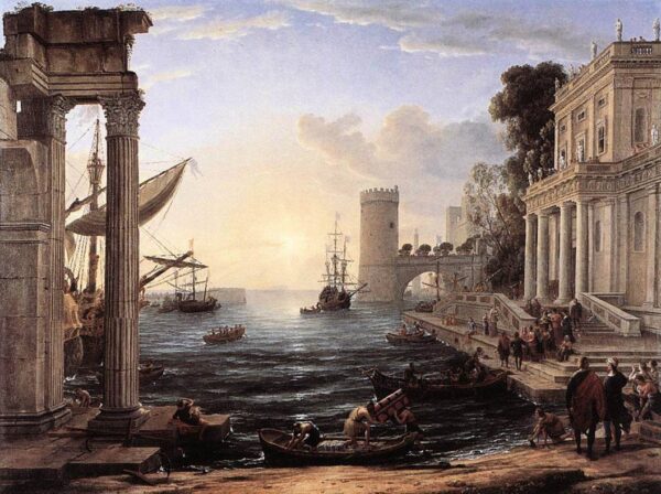 Seaport with the Embarkation of the Queen of Sheba by Claude Lorrain, hand-painted oil reproduction