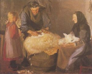 Sheep Shearing by Anna Ancher, hand-painted oil painting reproduction
