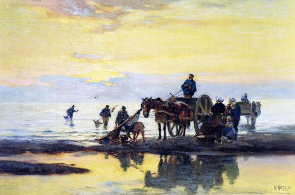 Shell Fishers by Mathias J Alten, hand-painted oil painting reproduction