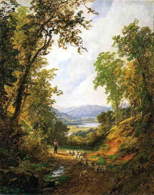 Shepherd and Flock by Jasper Francis Cropsey, hand-painted oil painting reproduction