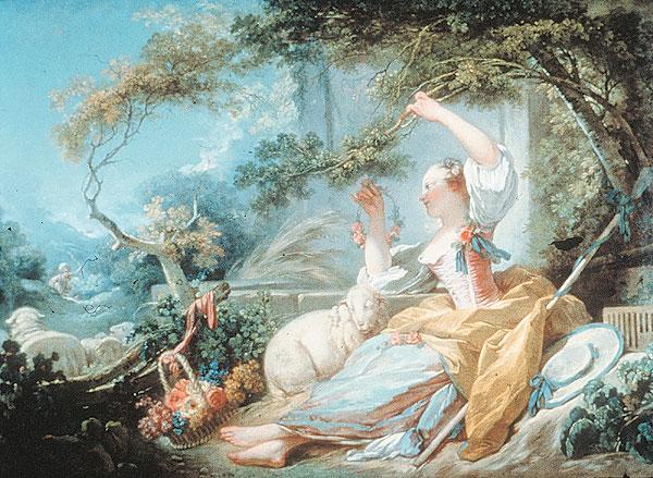 Shepherdess by Jean-Honoré Fragonard, hand-painted oil reproduction