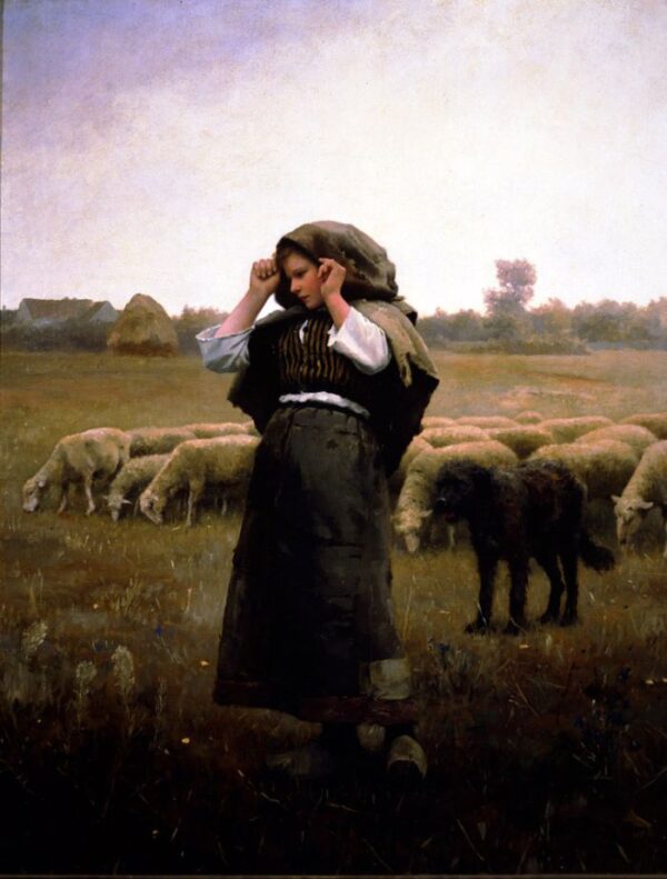 Shepherdess and Her Flock by Daniel Ridgway Knight, hand-painted oil painting reproduction